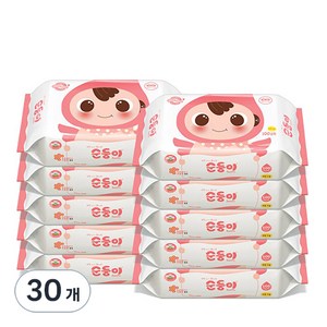 순둥이 베이직 무향 엠보싱 유아물티슈 플러스 리필형, 55g, 100매, 30개