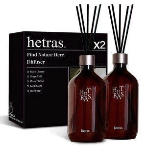 헤트라스 프리미엄 대용량 디퓨저 선물세트, 퓨어런드리, 500ml, 2개