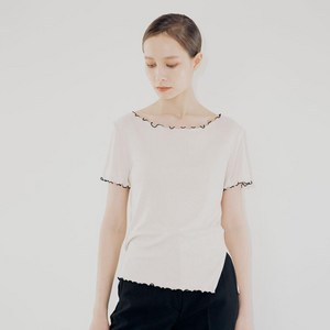 누브 여성용 Boat Neck Ribbed Tee