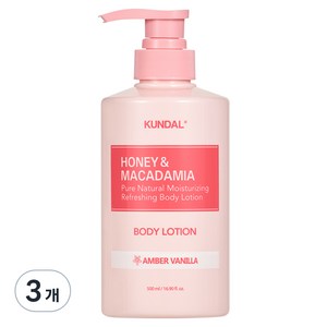 쿤달 허니 앤 마카다미아 퓨어 바디로션 엠버바닐라향, 500ml, 3개