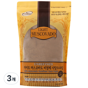 에코씨드 라이트머스코바도, 1kg, 3개