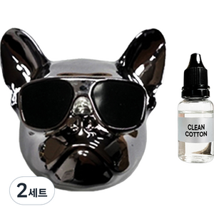 엠퓨처 차량용 불독 방향제 스페이스그레이 + 오일 15ml + 클립 3cm + 오일솜 세트, 클린코튼, 2세트