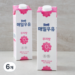 매일우유 무지방, 900ml, 6개