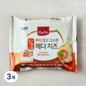 상하치즈 짜지 않고 고소한 체다 치즈 10매입, 180g, 3개