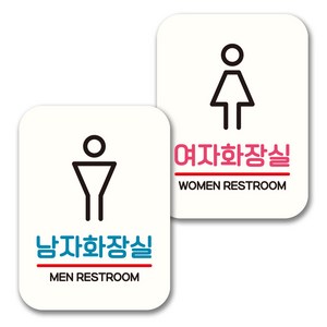 뭉키데코 표지판 팻말 미니간판 화이트 NQ2 2종 세트, 073(남자화장실, 여자화장실 02), 1세트