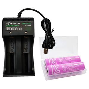 스카이울프아이 18650 3000mAh 충전용 배터리 2p + 2구 충전기, 1세트