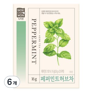 녹차원 페퍼민트 허브차 20p, 0.8g, 20개입, 6개