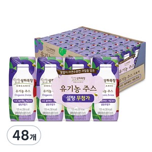 상하목장 유기농 주스 사과블루베리케일, 125ml, 48개