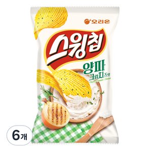 오리온 스윙칩 양파크림치즈맛, 6개, 60g