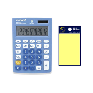 모나미 계산기 MC-102 + 투코비 스티키 메모패드, 혼합색상(계산기), 노랑(포스트잇), 1세트