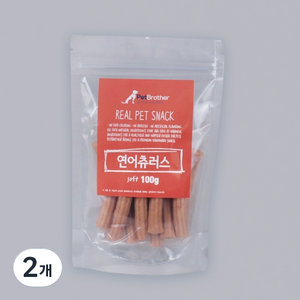 펫브라더 반려견 연어 츄러스 간식 soft 100g, 2개