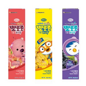 케이엠제약 뽀로로 저불소 복숭아향 + 바나나향 + 포도향 유아 치약, 150g, 1세트