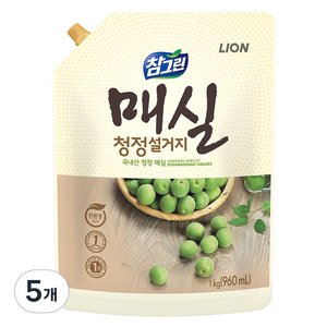 참그린 매실 청정 설거지 세제 리필, 960ml, 5개