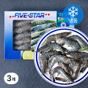 FIVESTAR 말레이시아산 블랙타이거 얼룩 새우 (냉동), 500g(20미), 3개