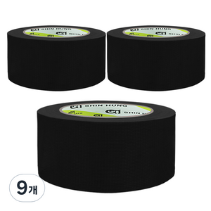 신흥테이프 면테이프 대용량 48mm x 25m 검정, 9개