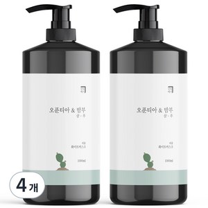 살림백서 오푼티아 앤 밤부 퍼퓸 샴푸 화이트머스크, 1000ml, 4개