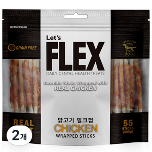 플렉스 반려견간식 밀크껌, 닭고기맛, 400g, 2개