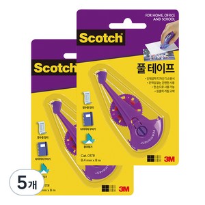 3M 스카치 풀테이프 리필 017R (8.4mmx8m), 투명, 5개