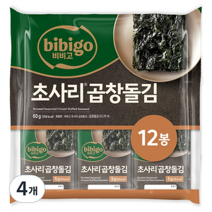 비비고 초사리 곱창돌김 12p, 4개, 60g