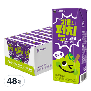 연세우유 과일펀치 청포도 음료, 190ml, 48개