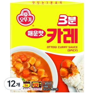 오뚜기3분 카레 매운맛, 200g, 12개