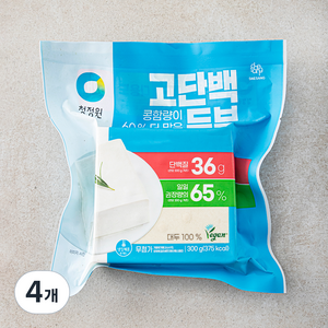 청정원 고단백 두부, 300g, 4개