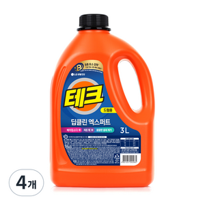 테크 딥클린 엑스퍼트 뉴 실내건조 액체세제 드럼 용기, 3L, 4개