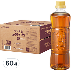 빙그레 맑은하늘 도라지차 무라벨, 500ml, 60개