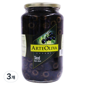 ARTE OLIVA 블랙 올리브 슬라이스, 935g, 3개