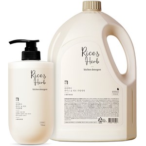 살림백서 라이스 앤 허브 주방세제 스위트허브향 750ml + 4L 세트, 1세트