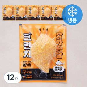 바르닭 크런치 닭가슴살 케이준치킨맛 (냉동), 90g, 12개