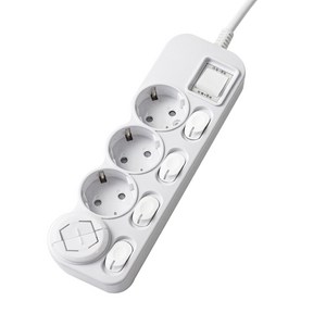 에코파워탭 LED 개별 과부하차단 멀티탭 전선형 4구 EPM-L304SS + 안전커버 랜덤발송, 1m, 혼합색상, 1개