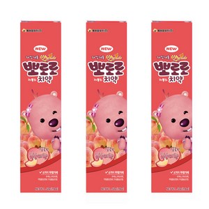 뽀로로 저불소 치약 복숭아향, 50g, 3개