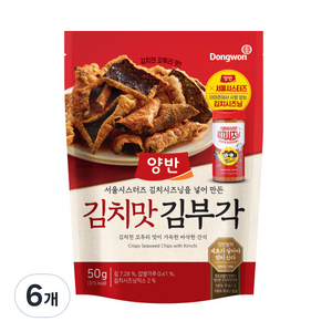 양반 김치맛 김부각, 50g, 6개