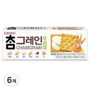 크라운 참그레인 우리밀 과자, 48g, 6개