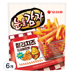 오리온 눈을감자 칠리치즈 프라이즈 스낵, 56g, 6개