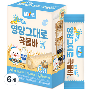 엘빈즈 11곡물 영양그대로 곡물바, 우유맛, 40g, 6개