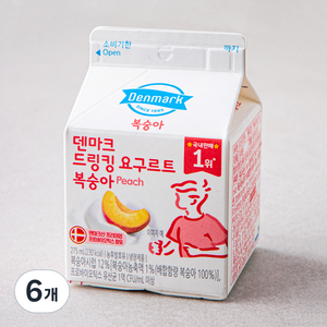 덴마크 드링킹 요구르트 복숭아, 275ml, 6개