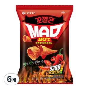 꼬깔콘 MAD HOT 고추장 직화구이맛, 67g, 6개