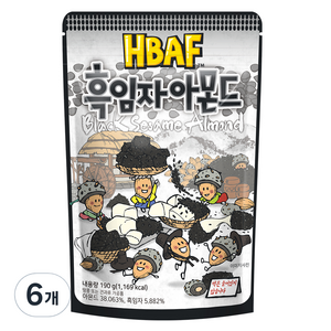 바프 흑임자 아몬드, 190g, 6개