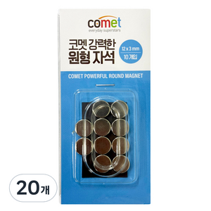 코멧 강력한 원형 자석 12mm x T 3mm, 실버, 20개