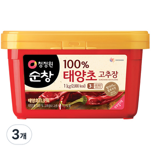 청정원순창 태양초 고추장, 1kg, 3개