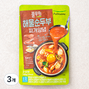 풀무원 해물 순두부찌개양념, 140g, 3개