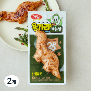 하림 용가리닭가슴살 바베큐맛, 80g, 2개