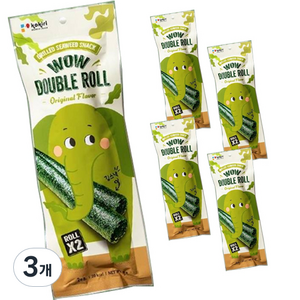 kokii 와우 더블롤 김스낵 오리지널 5p, 25g, 3개