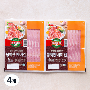 롯데햄 의성마늘 담백한 베이컨, 160g, 4개