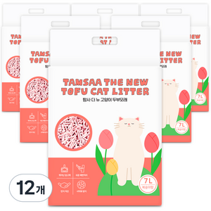 탐사 더 뉴 고양이 압축 두부모래, 7L, 12개, 복숭아향