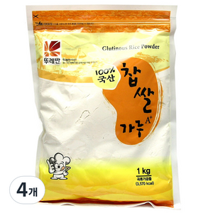 뚜레반 국산 복합 찹쌀가루, 1kg, 4개