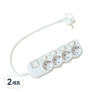 에코파워탭 LED 개별 과부하차단 멀티탭 전선형 4구 EPM-L304SS + 안전커버 세트, 40cm, 랜덤발송, 2세트