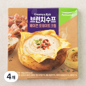 풀무원 브런치수프 베이컨 포테이토 크림 (냉장), 180g, 4개